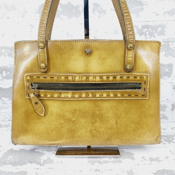 Jean Fogel Leather Tan/Gold Outside Zip Pocket Handbag 1008 - Picture 2 of 12